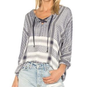 Rails Lily Lace Up Jacquard Long Sleeve Tunic Top XS